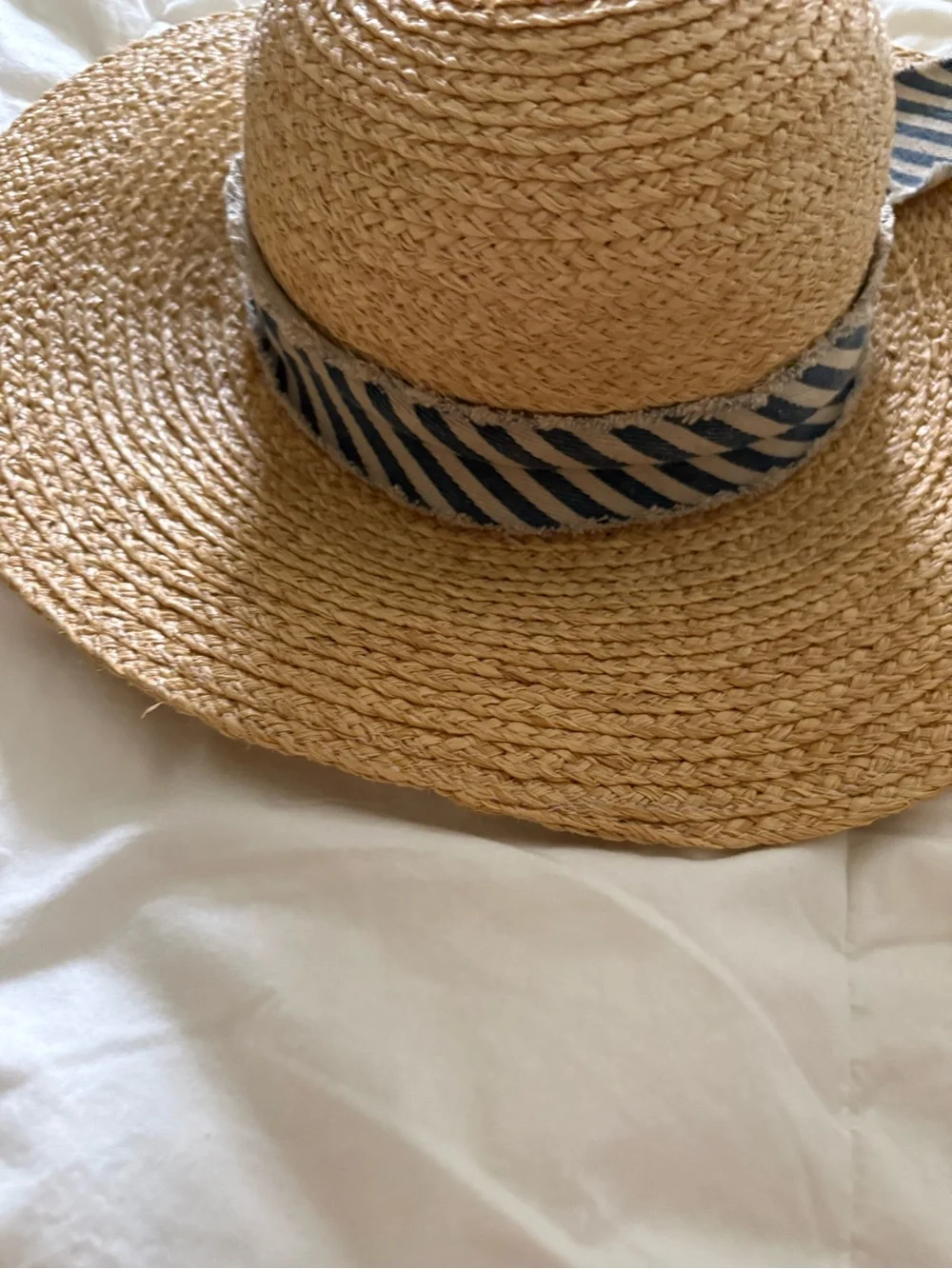 HATATTACK Wide Brim Straw Sun Hat with Striped Bow